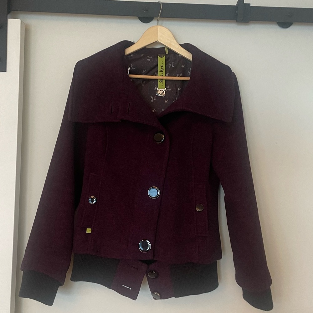 Plum coloured bomber jacket
